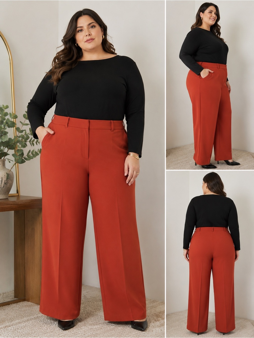 Aritzia Wilfred Effortless Pant Size 16-Burnt Orange/Rust wideleg Article #95189